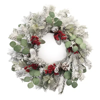 Houzbling Flocked Pine And Berry Wreath 28"d Polyester/pvc