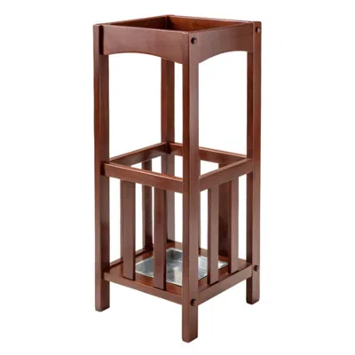 Hivvago Umbrella Stand With Metal Tray Walnut