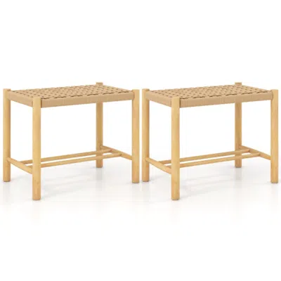 Hivvago 18 Inch Dining Stool Set Of 2-natural