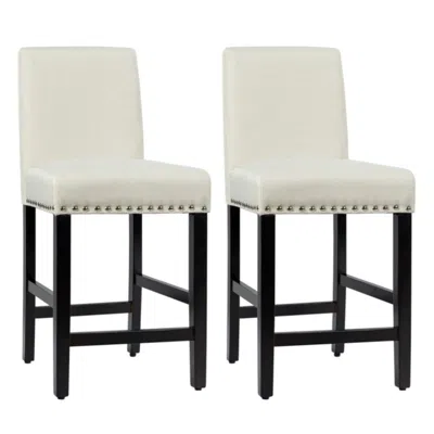 Hivvago 25 Inch Kitchen Chairs W/ Rubber Wood Legs-beige