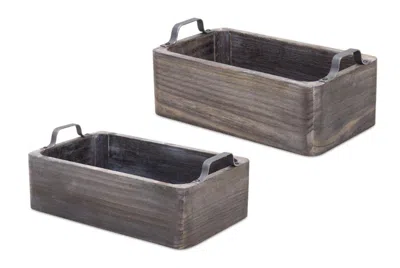 Houzbling Tray (set Of 2) 13"l X 7.5"w X 4.75"h, 14.5"l X 9"w X 5.5"h Wood/steel