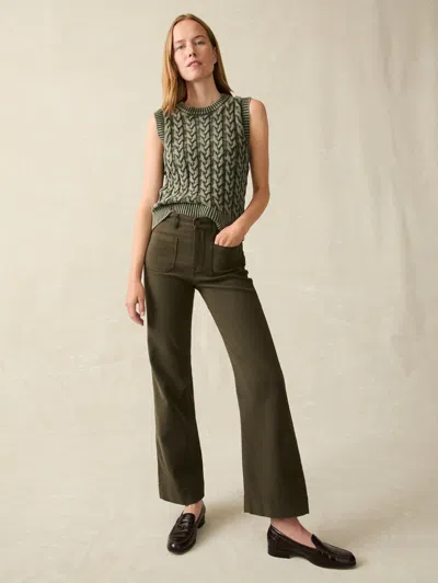 Faherty Stretch Terry Patch Pocket Pants In Forest Olive