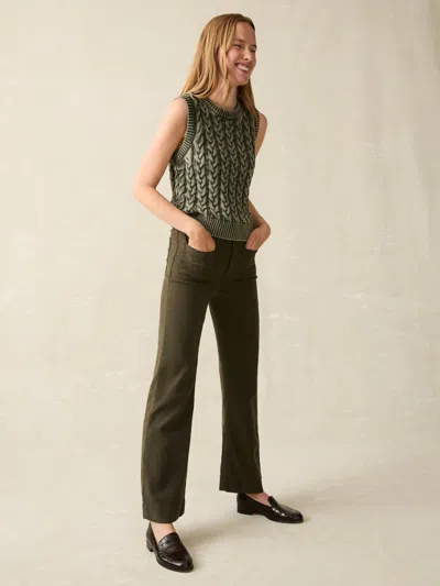 Faherty Stretch Terry Patch Pocket Pants In Forest Olive