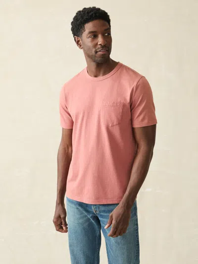Faherty Sunwashed Organic Cotton Pocket T-shirt In Fall Red