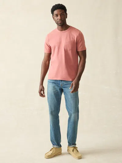 Faherty Sunwashed Organic Cotton Pocket T-shirt In Fall Red
