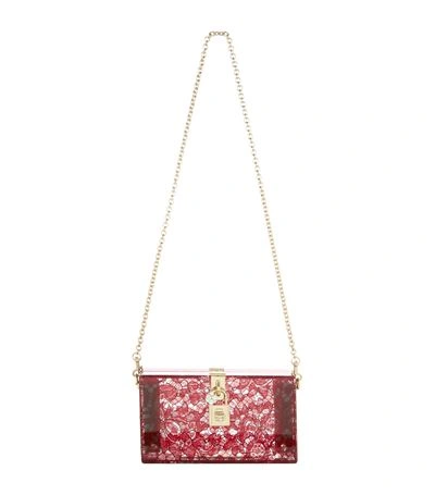 Shop Dolce & Gabbana Dolce Lace Plexiglass Box Clutch In Ruby