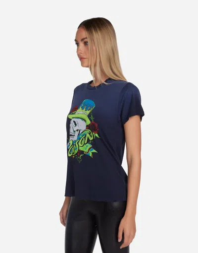 Lauren Moshi Wolf Neon Poison Skull In Navy Ombre