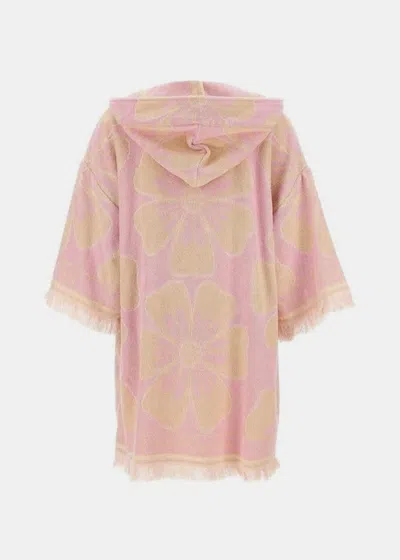 Shop Zimmermann Pink Pop Hooded Towel Mini Dress