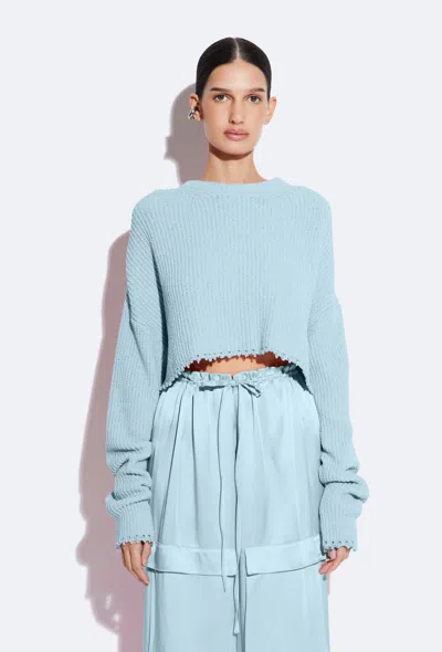 Lapointe Textured Cotton Sweater In Soft Blue