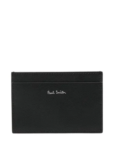 Shop Paul Smith Logo Leather Credit Card In Black