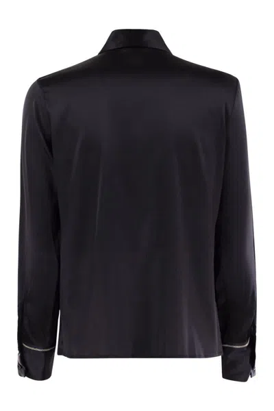 Peserico Silk Crepe Shirt In Night Blue