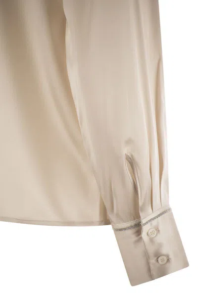 Shop Peserico Silk Crepe Shirt In Pearl