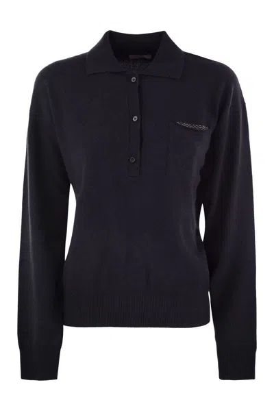 Peserico Women's Virgin Wool, Silk And Cashmere Tricot Sweater In Night Blue