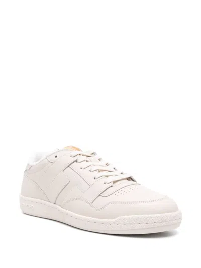 Shop Tom Ford Jake Leather Sneakers In White