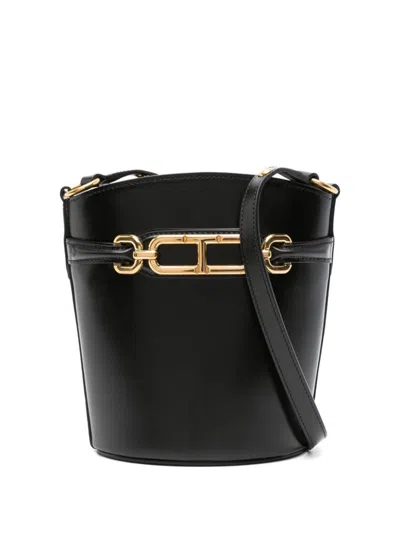 Shop Tom Ford Small Leather Bucket Bag In Black