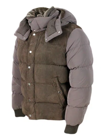 Moorer Leather Jacket In Choco