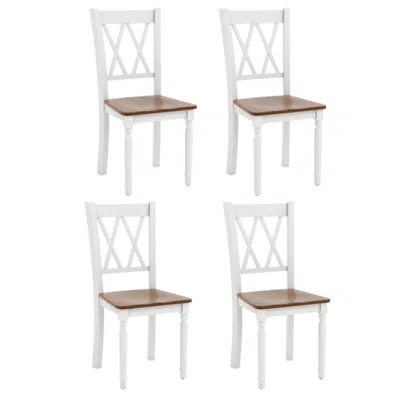 Hivvago Set Of 4 Wooden Farmhouse Kitchen Chairs With Rubber Wood Seat
