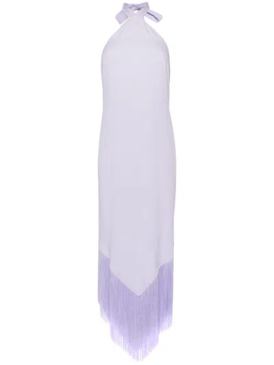 Shop Taller Marmo Nina Fringed Long Dress In Lilac