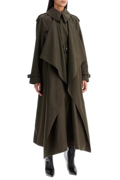 Shop Alexander Mcqueen Double-breasted Trench Coat With Draped Women In Multicolor