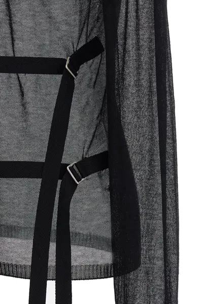 Ann Demeulemeester Black Lace Up Detail Sweater In Black