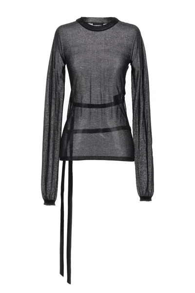 Ann Demeulemeester Black Lace Up Detail Sweater In Black