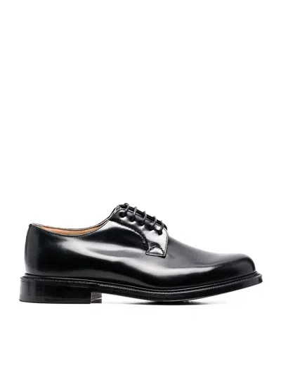 Church's Black Leather Lace Up Shoes In Black