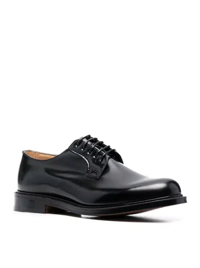 Church's Black Leather Lace Up Shoes In Black