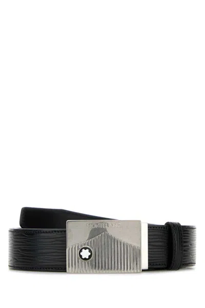 Montblanc Logo Buckled Reversible Belt In Black