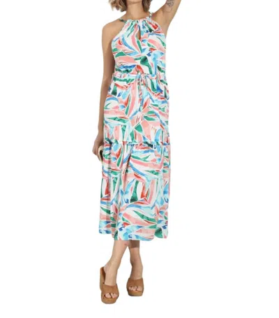 Veronica M Tiered Halter Midi Dress In Wendy In Multi