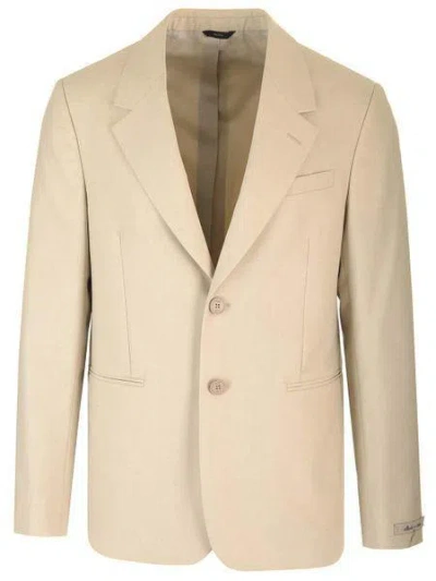 Fendi Beige Buttoned Blazer For Men In Beige