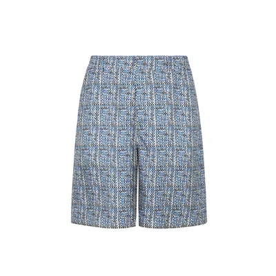 Fendi Short Trousers In Blue Ff Silk In Blue