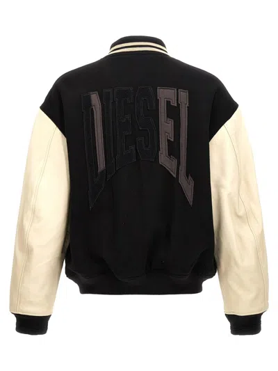 Shop Diesel 'l-nyman' Bomber Jacket In White/black