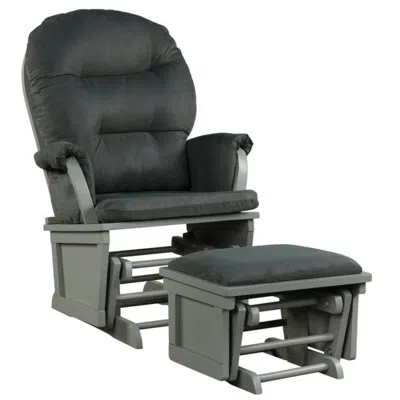 Hivvago Wood Baby Glider And Ottoman Cushion Set With Padded Armrests For Nursing-gray