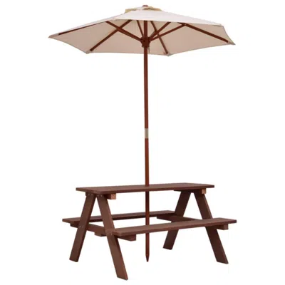 Hivvago Outdoor 4-seat Kid's Picnic Table Bench With Umbrella