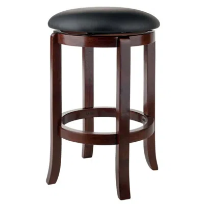 HIVVAGO CUSHION SWIVEL SEAT COUNTER STOOL BLACK AND WALNUT 