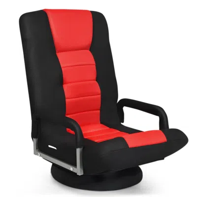 Hivvago 360-degree Swivel Gaming Floor Chair With Foldable Adjustable Backrest-red