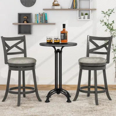 Hivvago 27/31 Inch Swivel Bar Stools Set Of 2 With Hollow Back And Soft-padded Seat-27 Inch