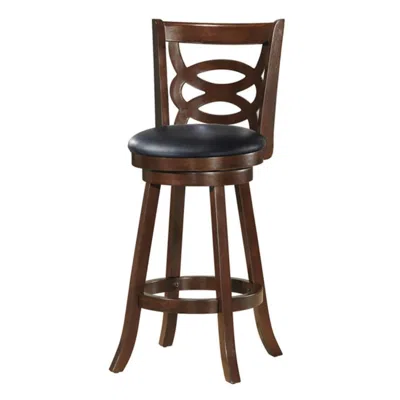 Hivvago Counter Height Upholstered Espresso Swivel Dining Chair With Cushion Seat-29 Inch