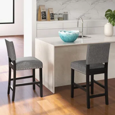 Hivvago 38.5/43.5 Inch Set Of 2 Counter Height Chairs With Solid Rubber Wood Frame-s