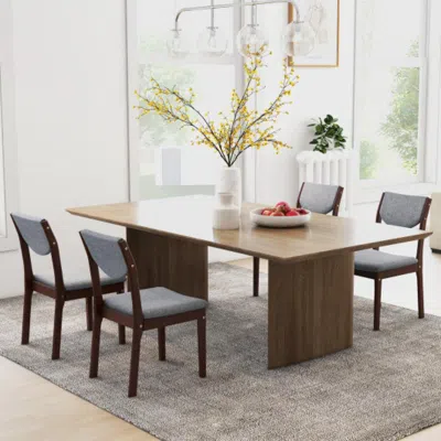 Hivvago Set Of 2 Wood Kitchen Chairs With Faux Leather Upholstered Seat-gray