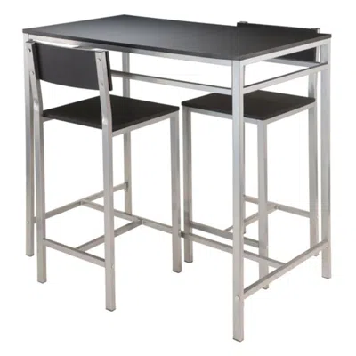 Hivvago 3-pc Kitchen Table With Counter Stools Black And Steel
