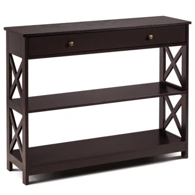 Hivvago Console Table 3-tier With Drawer And Storage Shelves-espresso