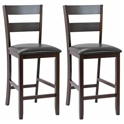 Hivvago 2-pieces Upholstered Bar Stools Counter Height Chairs With Pu Leather Cover