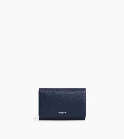 Shop Le Tanneur Emilie Wallet In Grained Leather In Blue