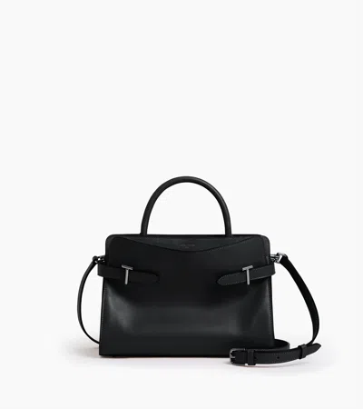 Le Tanneur Emie Medium Handbag In Smooth Leather And Suede In Black