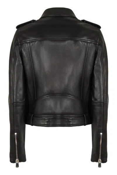 Shop Pinko Costa Rica Leather Jacket In Black