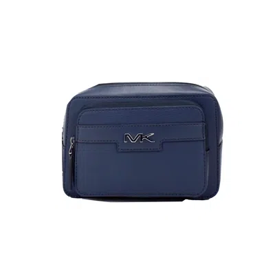 Michael Kors Cooper Small Navy Blue Smooth Leather Double Zip Belt Bag In Blue