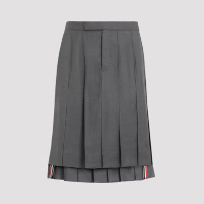 Thom Browne Asymmetric Hem Pleated Backstrap Skirt In Grey