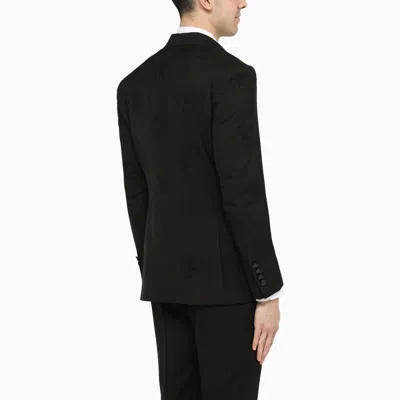 Burberry Black Cotton Tuxedo Jacket For Men With Oak Leaf Crest Detail And Satin Lapels In Black