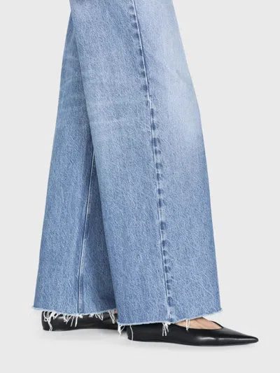 Shop Frame Le Low Baggy Wide Leg Cut Off Jeans In Blue